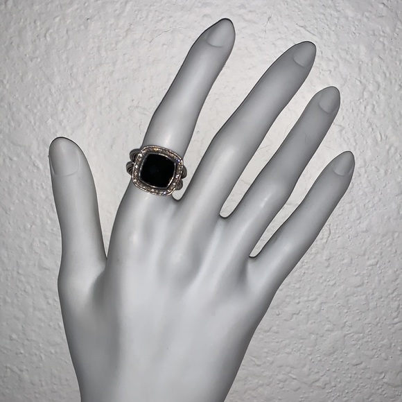 DAVID YURMAN onyx silver diamond albion ring 6.25 - Picture 2 of 8